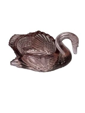 Boyd Artglass Swan Trinket Dish - Mauve Pink